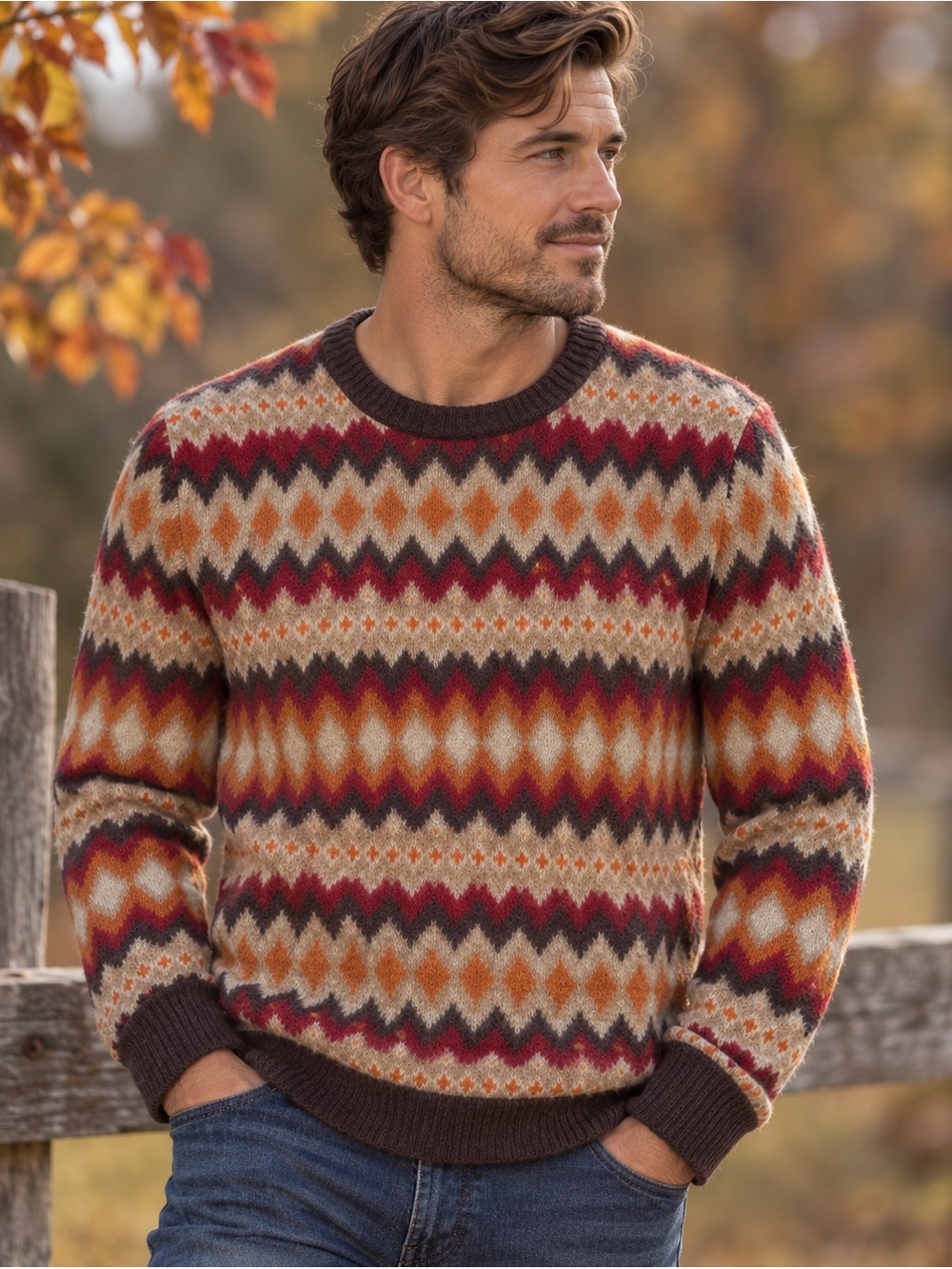 Bonobos Crewneck Wool Fair Isle Men’s Sweater Sz S Nordic Ski Cozy Fall Preppy